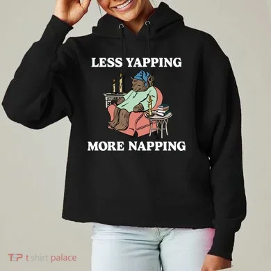 Middleclassfancy Less Yapping More Napping Ladies Heavyweight Boxy Pullover Hoodie