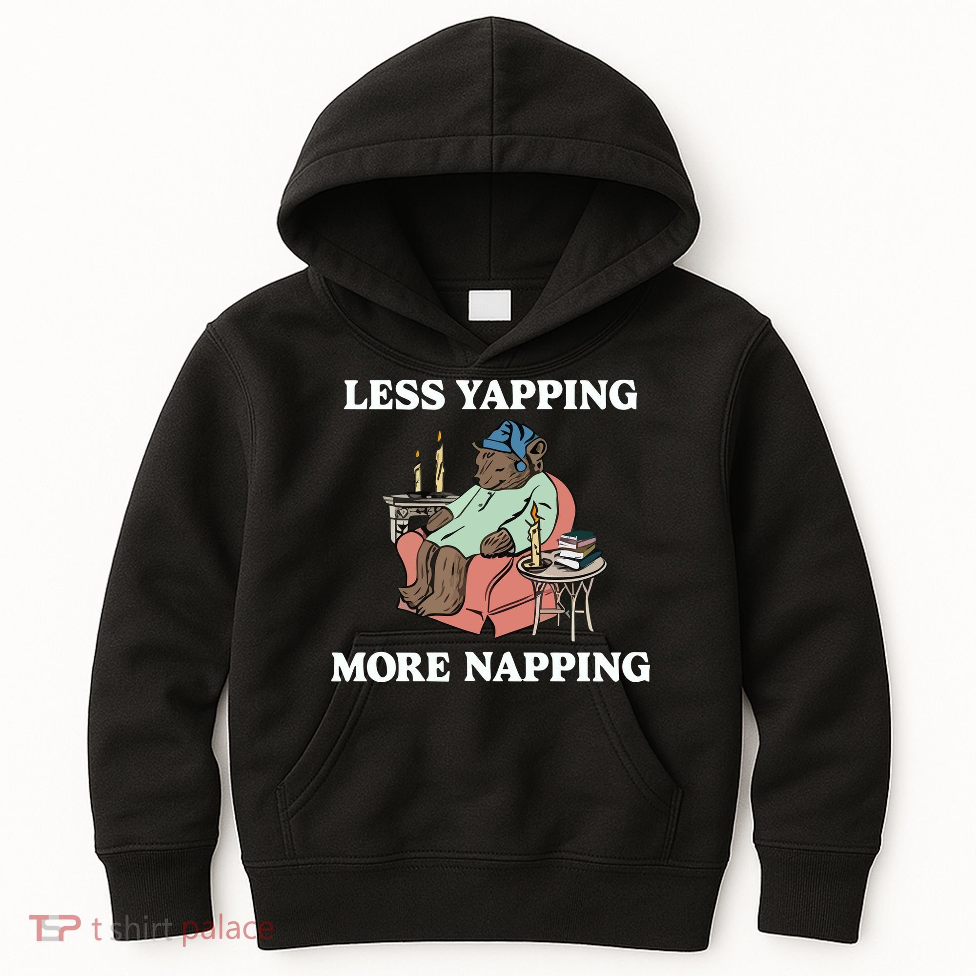 Middleclassfancy Less Yapping More Napping Kids Hoodie