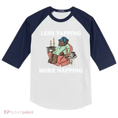 Middleclassfancy Less Yapping More Napping Kids Colorblock Raglan Jersey