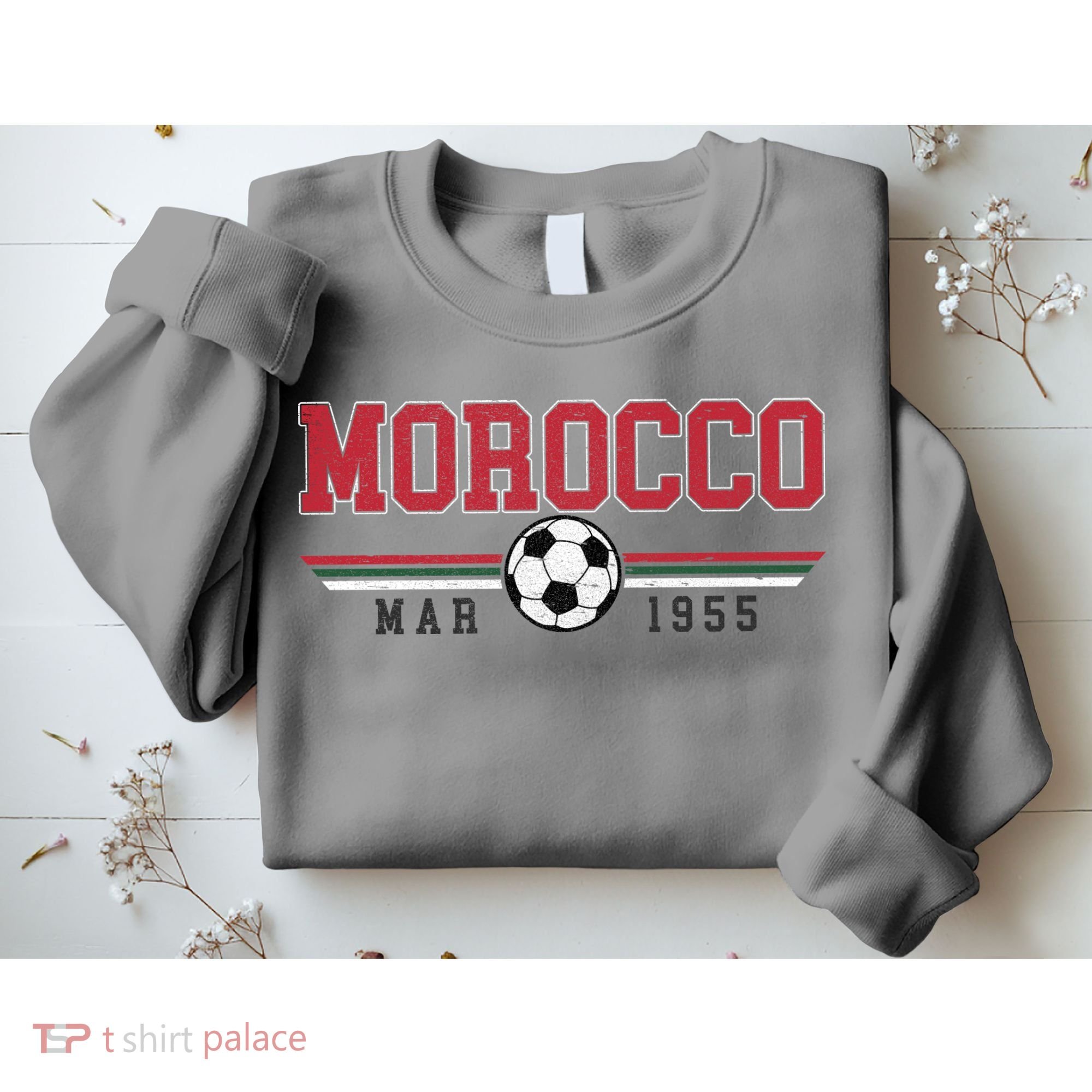 Morocco MAR 1955 Futbol World Soccer Crest Sweatshirt