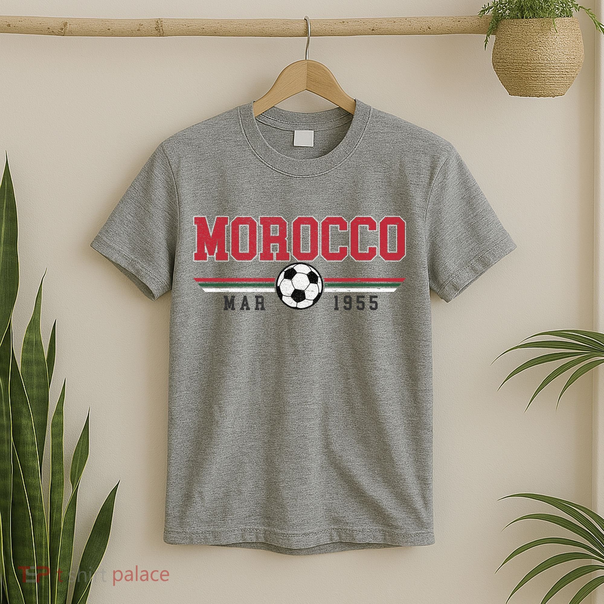 Morocco MAR 1955 Futbol World Soccer Crest T-Shirt