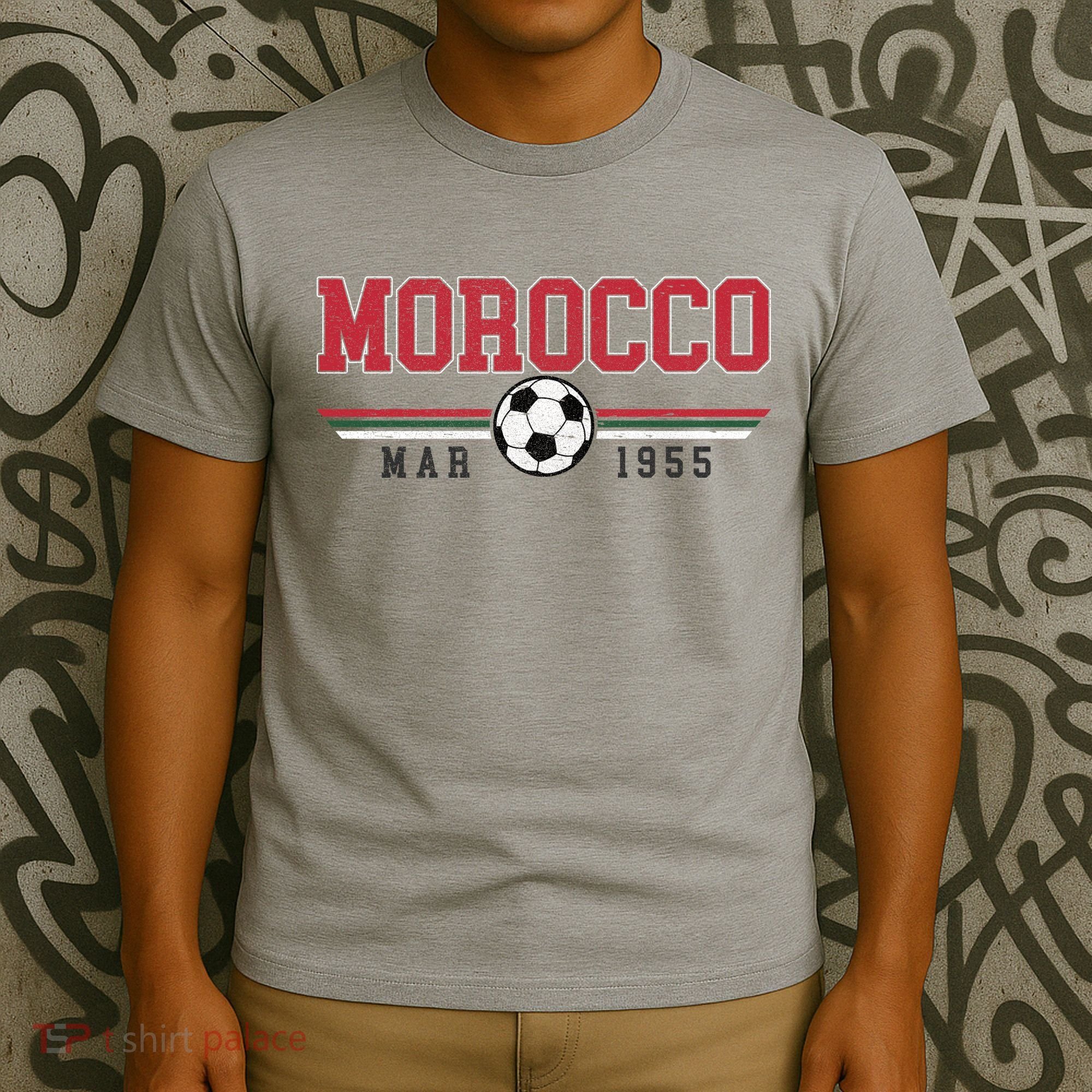Morocco MAR 1955 Futbol World Soccer Crest T-Shirt