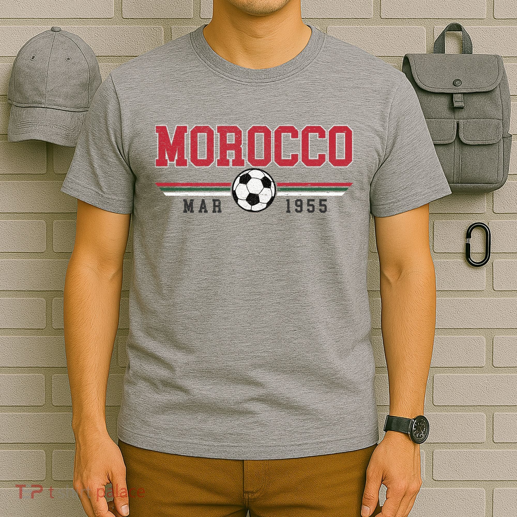 Morocco MAR 1955 Futbol World Soccer Crest T-Shirt