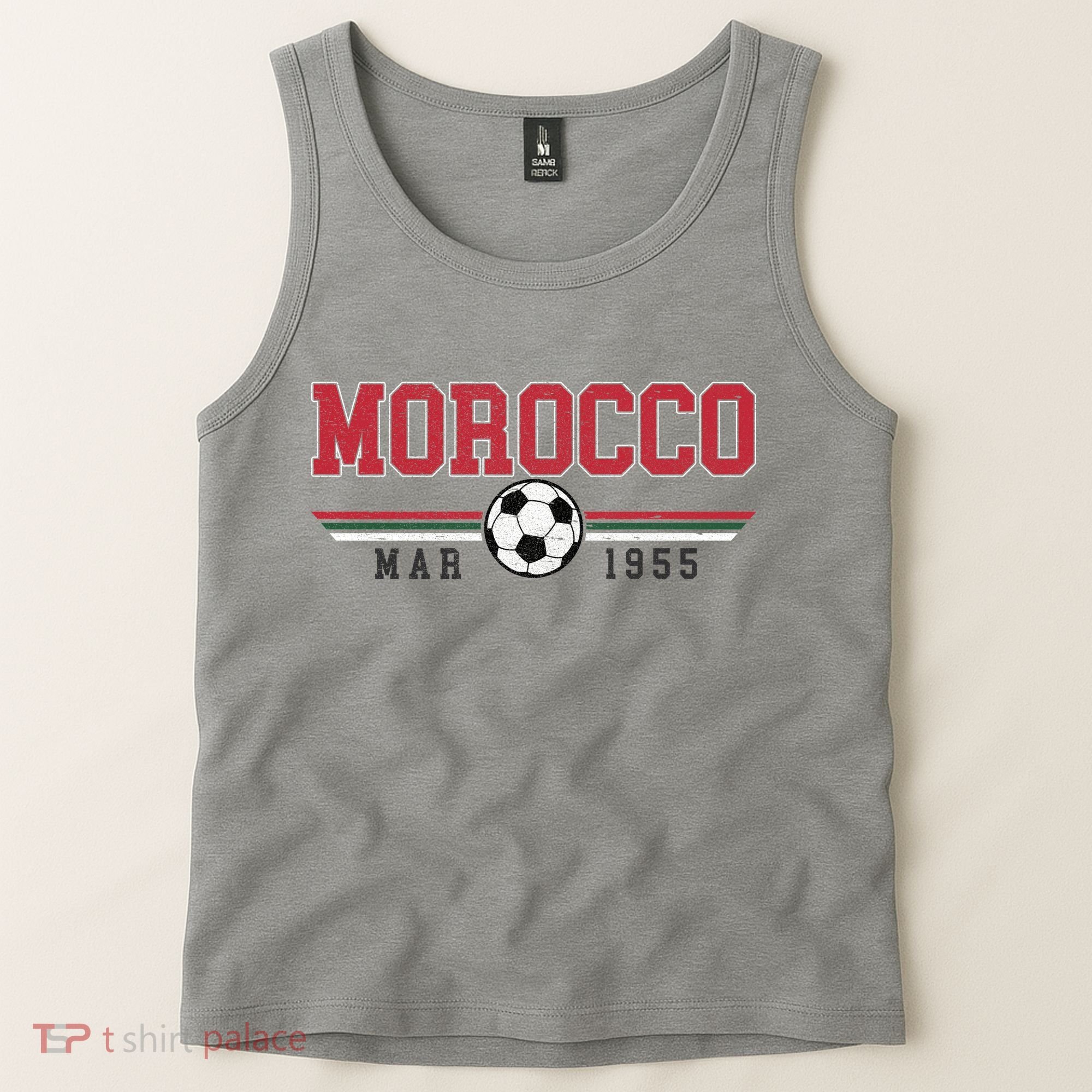 Morocco MAR 1955 Futbol World Soccer Crest Tank Top