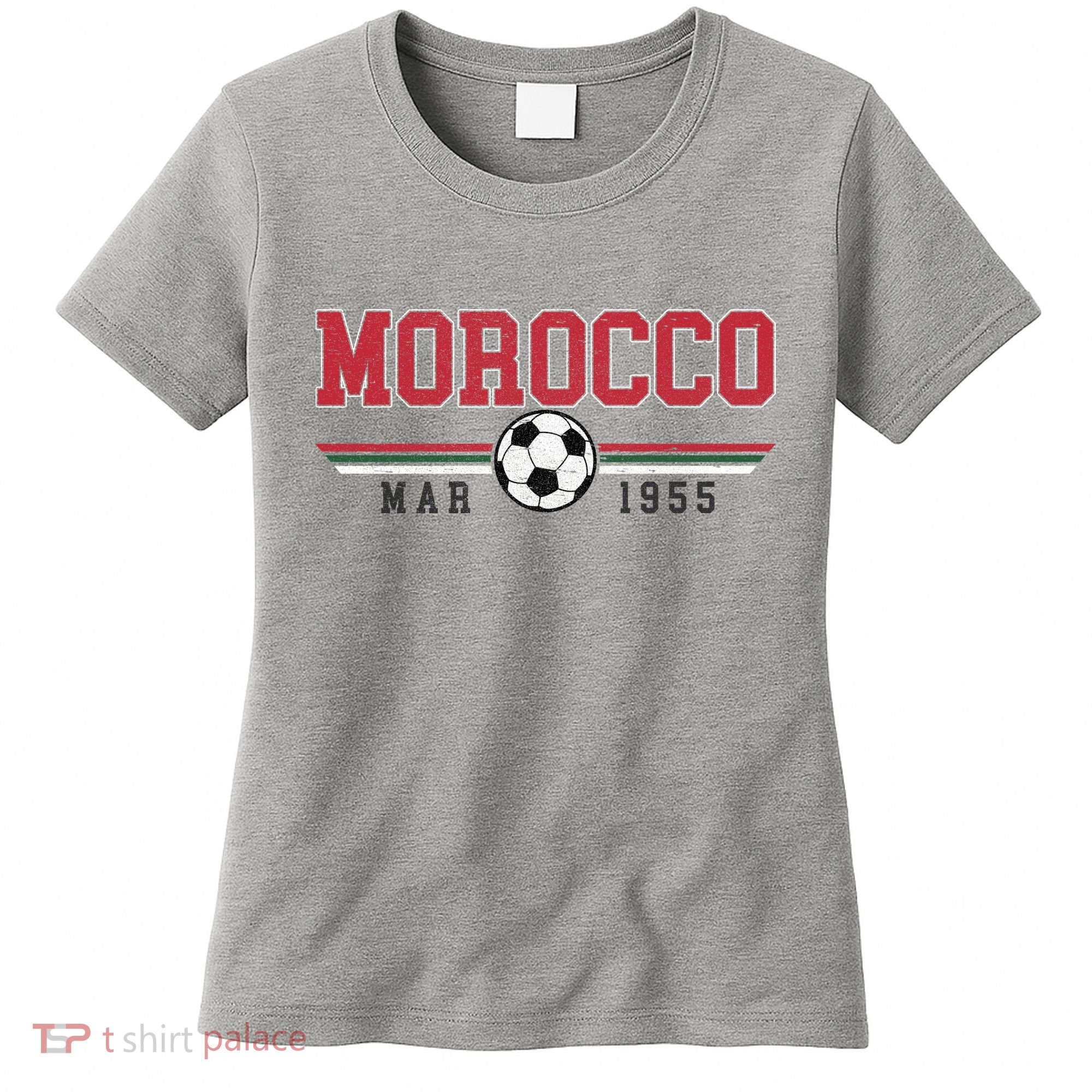 Morocco MAR 1955 Futbol World Soccer Crest Women's T-Shirt