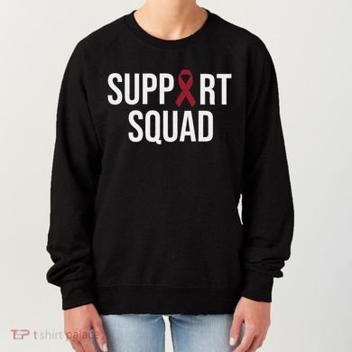 Multiple Myeloma Awareness Burgundy Ribbon Support Squad Women's Sweatshirt