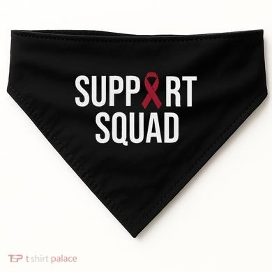 Multiple Myeloma Awareness Burgundy Ribbon Support Squad USA-Made Doggie Bandana