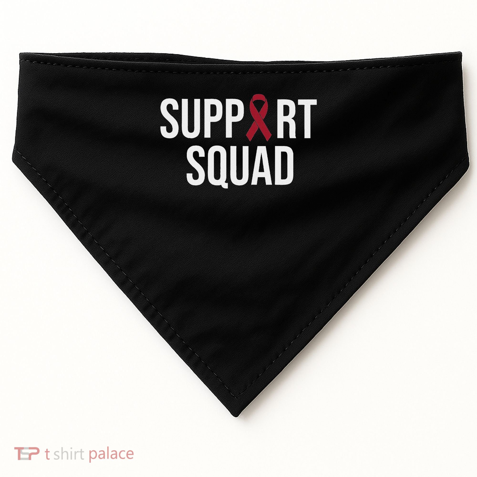 Multiple Myeloma Awareness Burgundy Ribbon Support Squad USA-Made Doggie Bandana