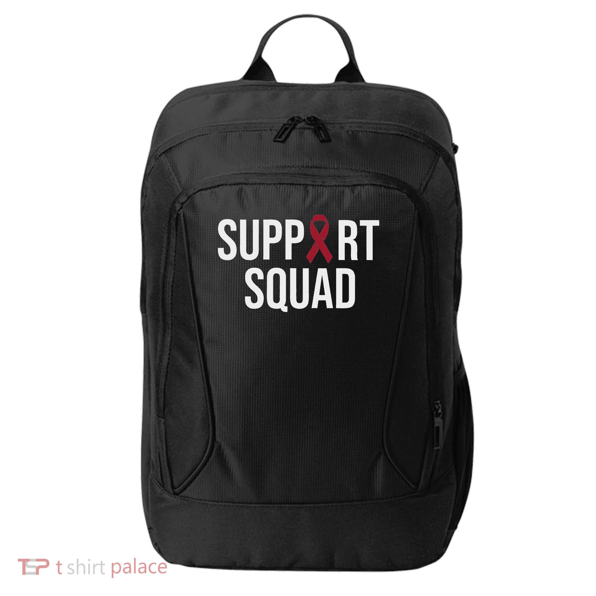 Multiple Myeloma Awareness Burgundy Ribbon Support Squad City Backpack