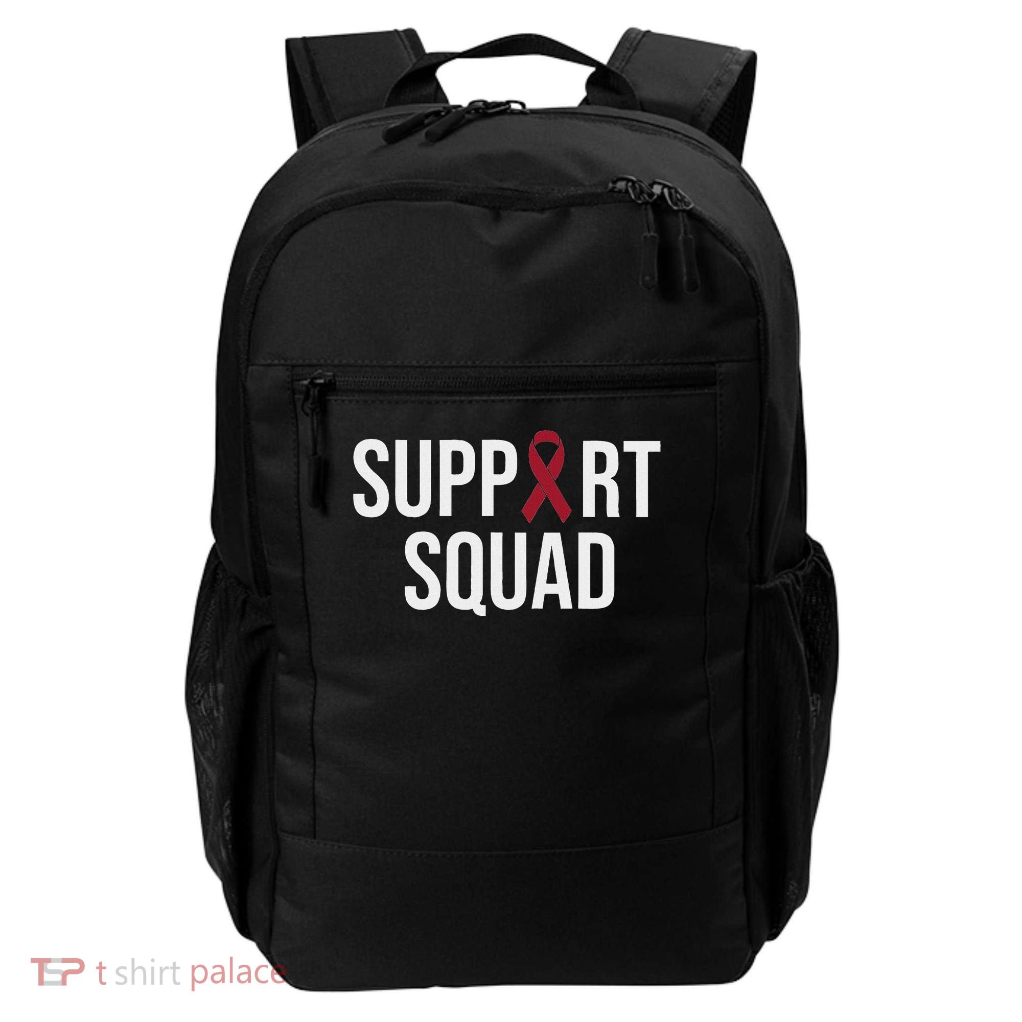 Multiple Myeloma Awareness Burgundy Ribbon Support Squad Backpack