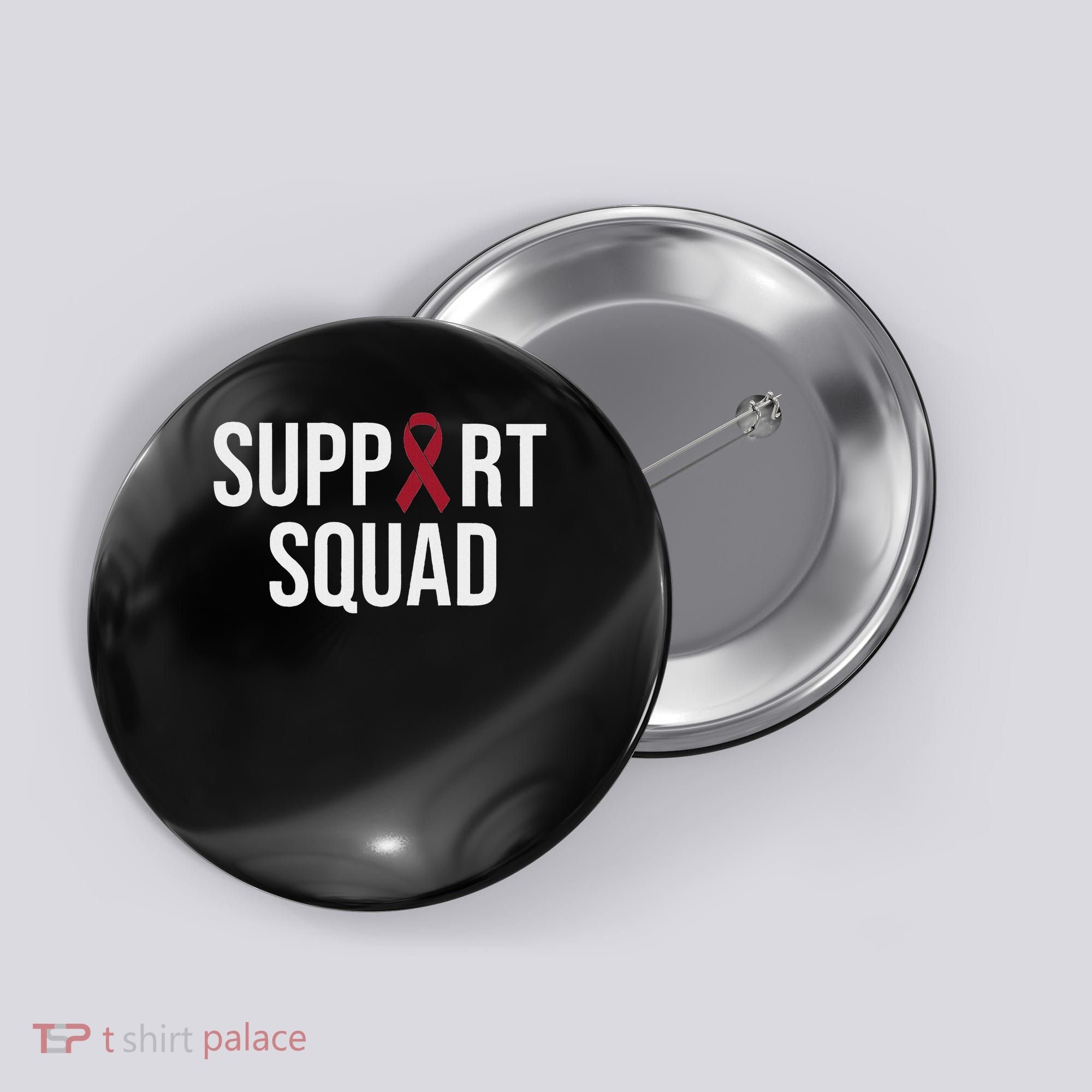 Multiple Myeloma Awareness Burgundy Ribbon Support Squad Button