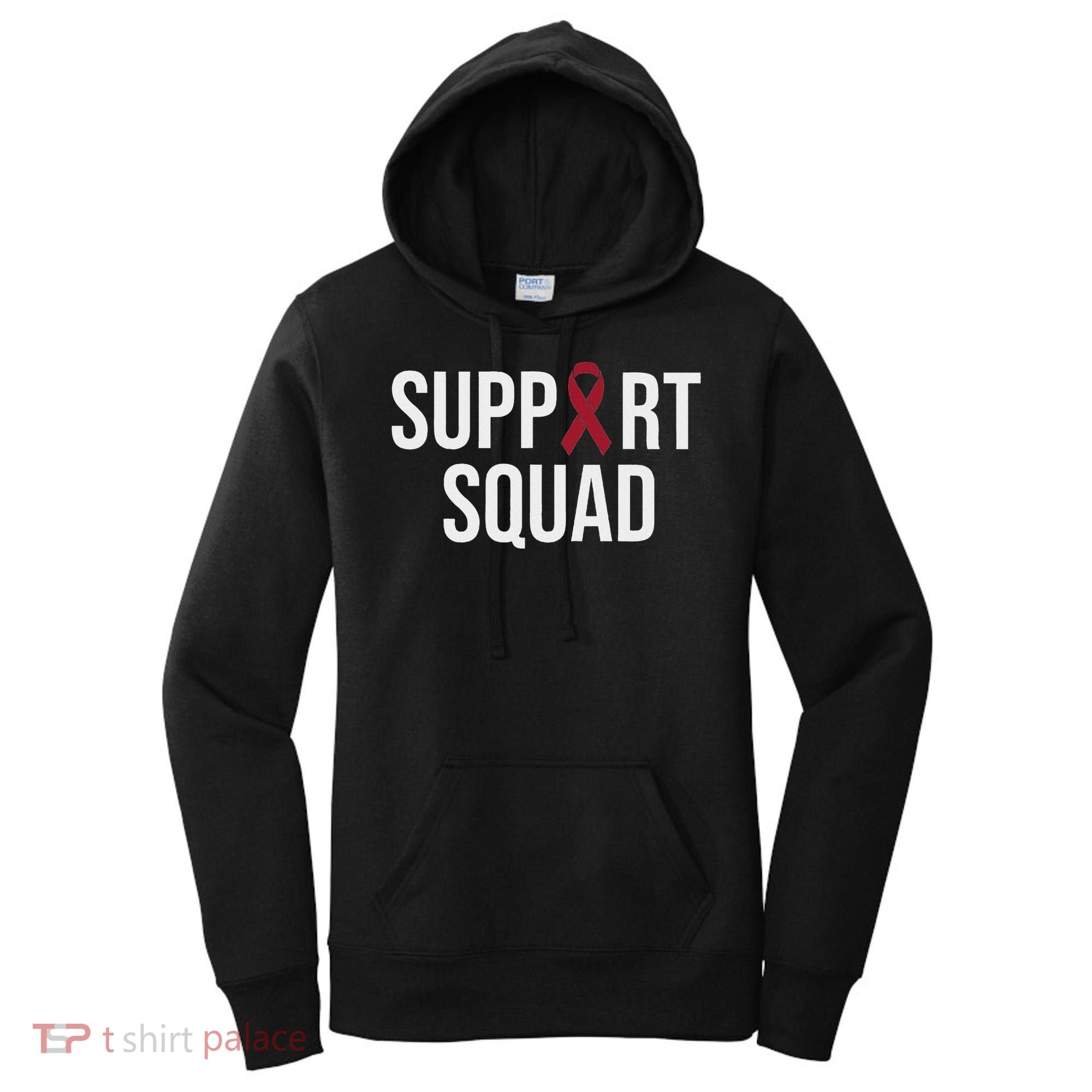 Multiple Myeloma Awareness Burgundy Ribbon Support Squad Women's Hoodie