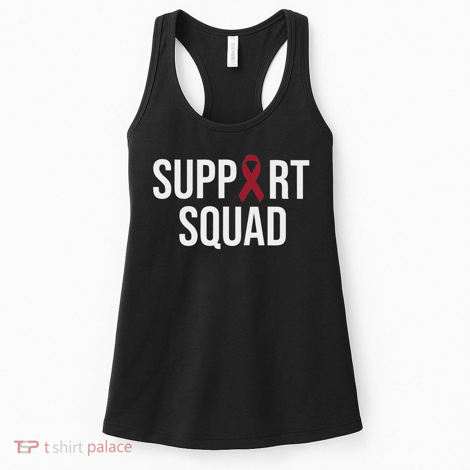 Multiple Myeloma Awareness Burgundy Ribbon Support Squad Women's Tank Top