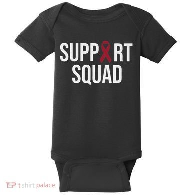 Multiple Myeloma Awareness Burgundy Ribbon Support Squad Baby Bodysuit