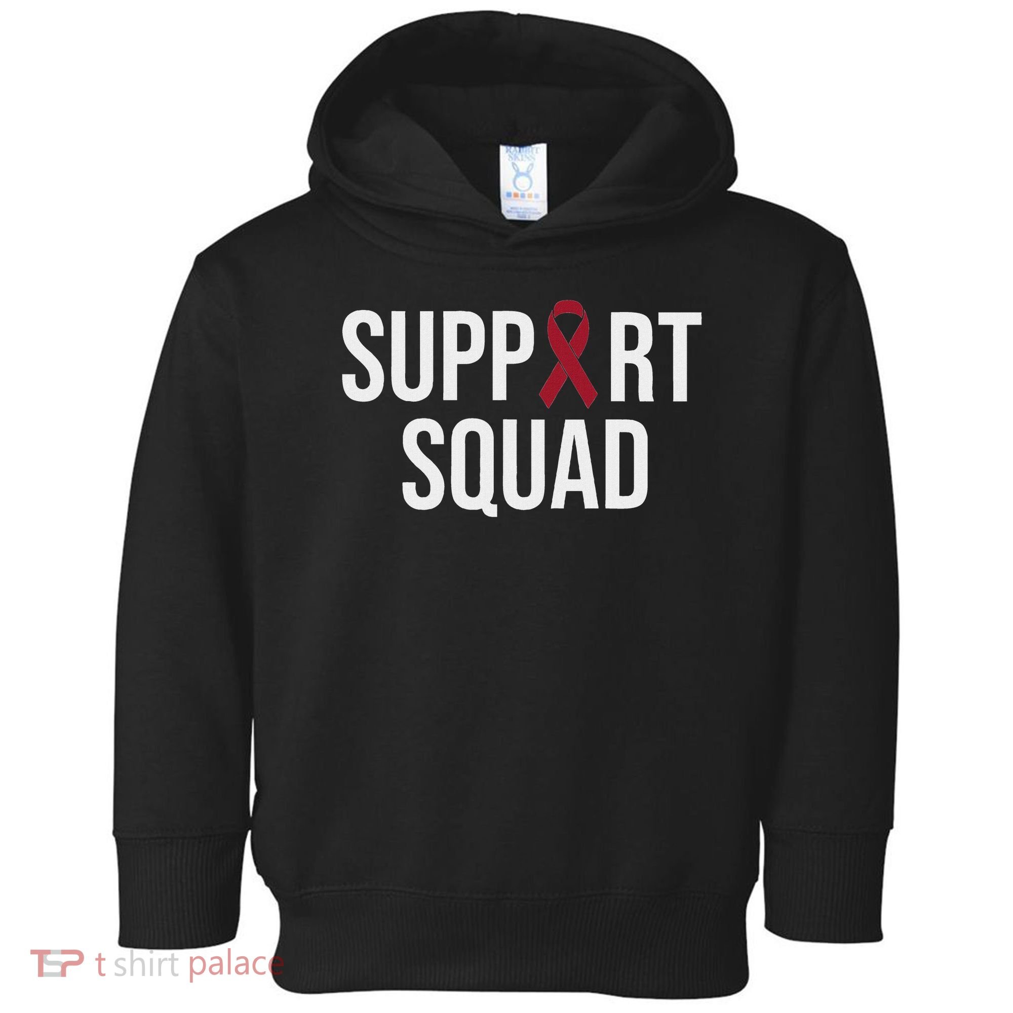 Multiple Myeloma Awareness Burgundy Ribbon Support Squad Toddler Hoodie