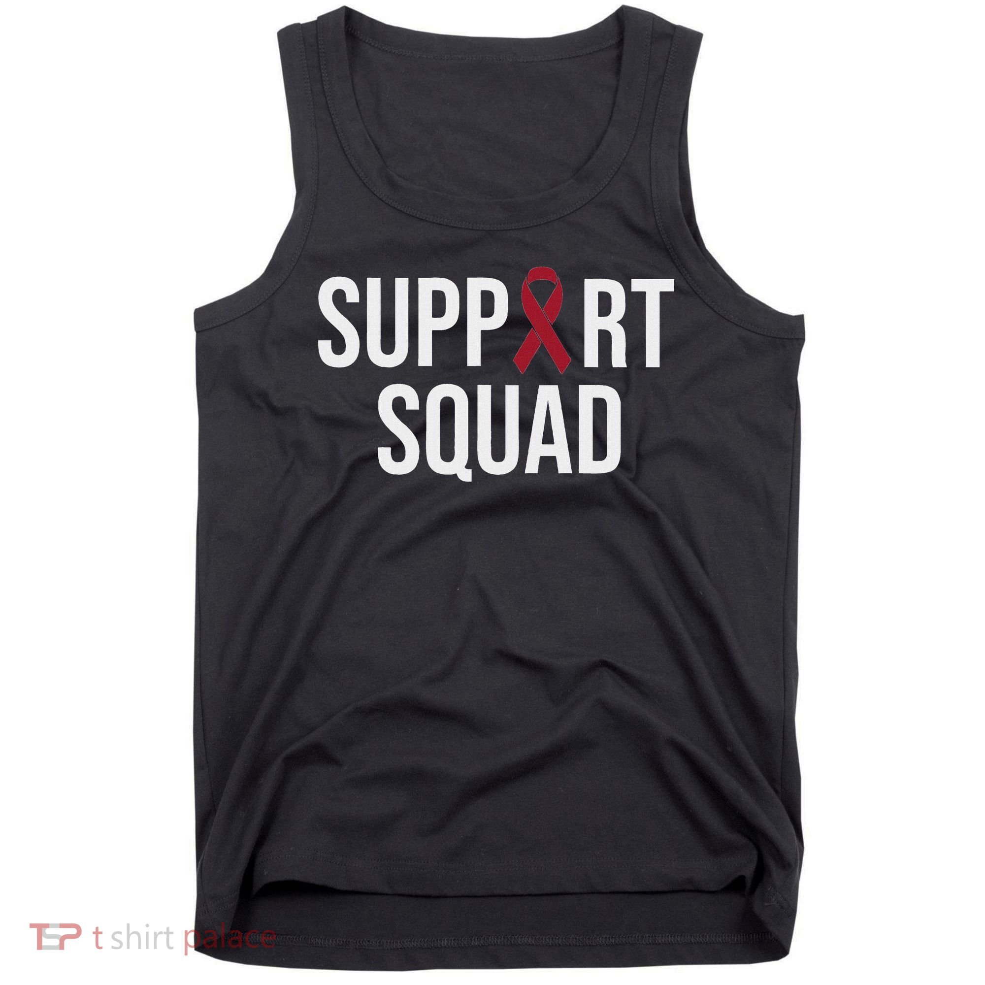 Multiple Myeloma Awareness Burgundy Ribbon Support Squad Tank Top
