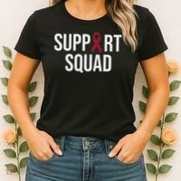 Multiple Myeloma Awareness Burgundy Ribbon Support Squad Women's T-Shirt thumb 2