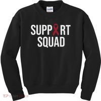 Multiple Myeloma Awareness Burgundy Ribbon Support Squad Kids Sweatshirt thumb 0
