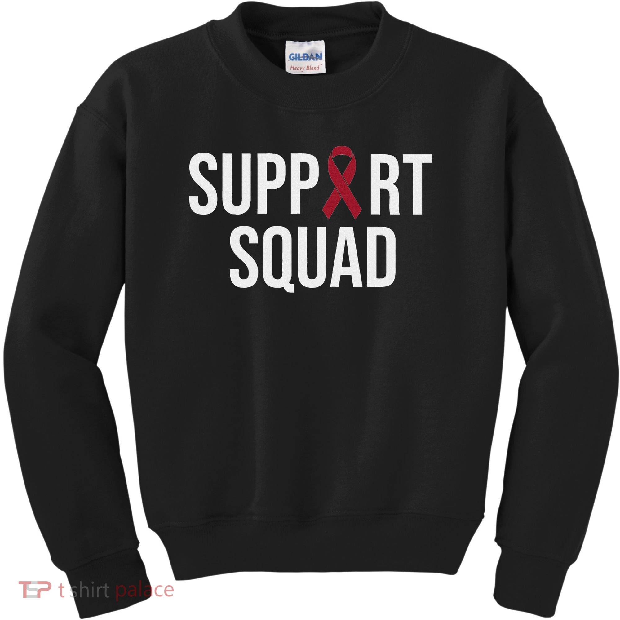 Multiple Myeloma Awareness Burgundy Ribbon Support Squad Kids Sweatshirt