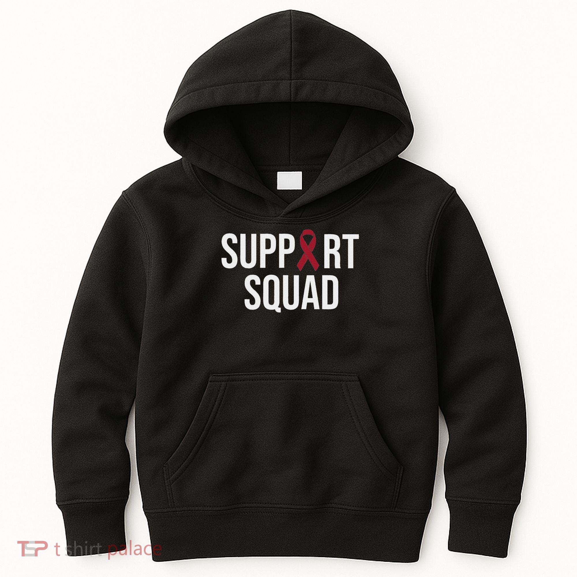 Multiple Myeloma Awareness Burgundy Ribbon Support Squad Kids Hoodie