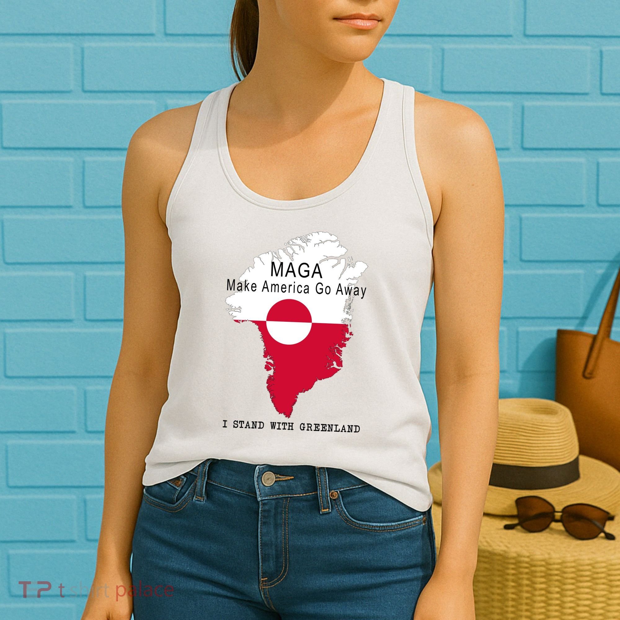 MAGA Make America Go Away Greenland Map Women's Tank Top