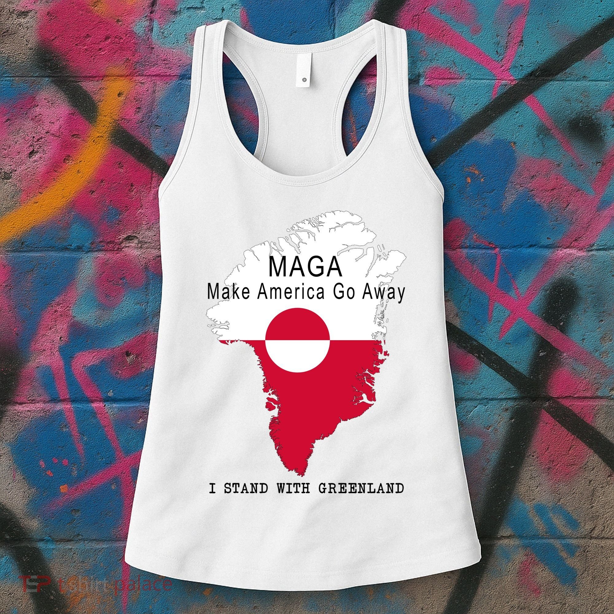 MAGA Make America Go Away Greenland Map Women's Tank Top