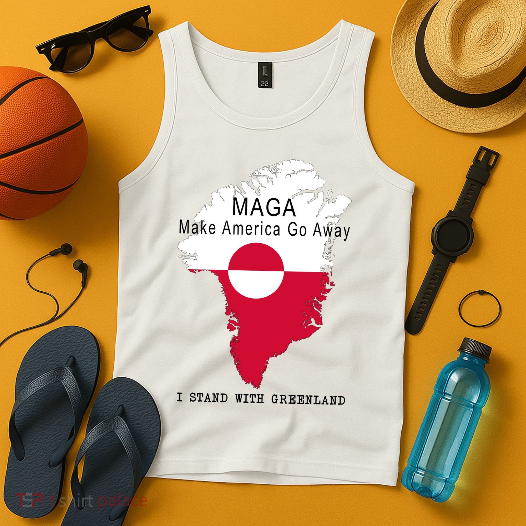 MAGA Make America Go Away Greenland Map Tank Top