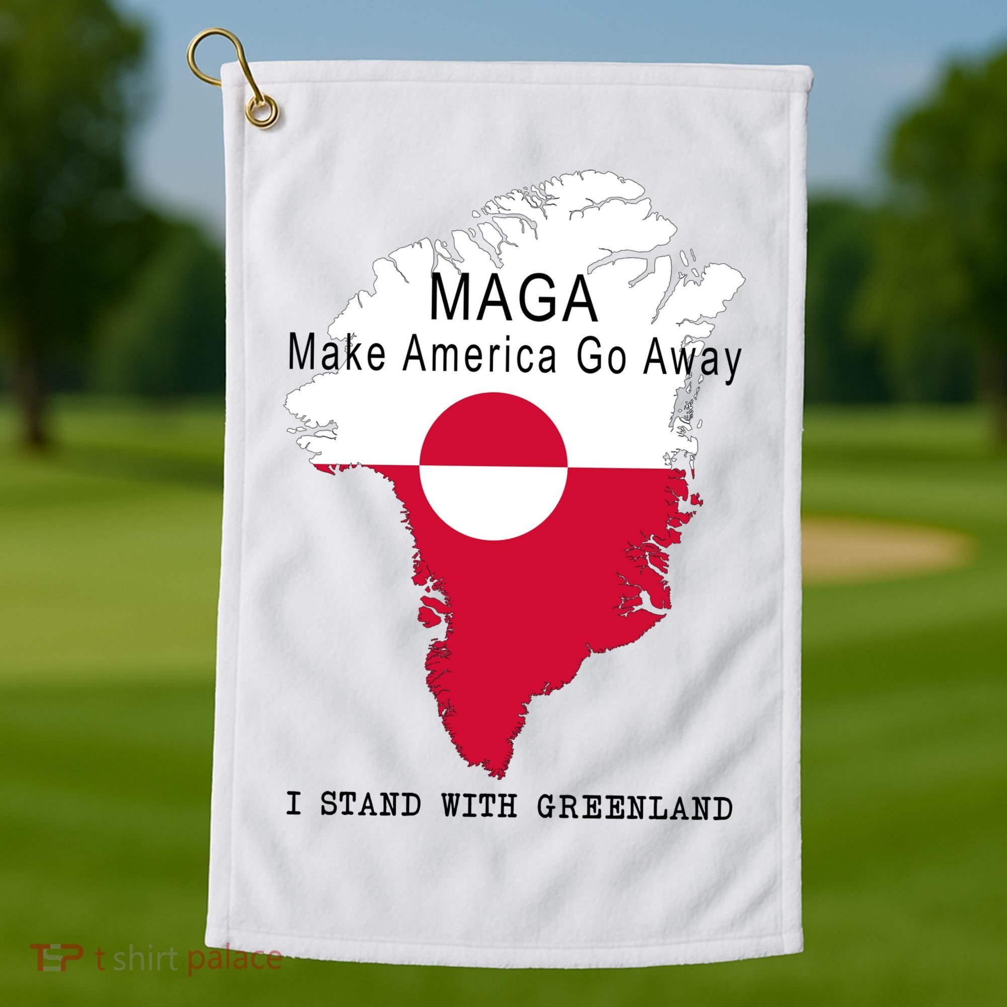 MAGA Make America Go Away Greenland Map Golf Towel
