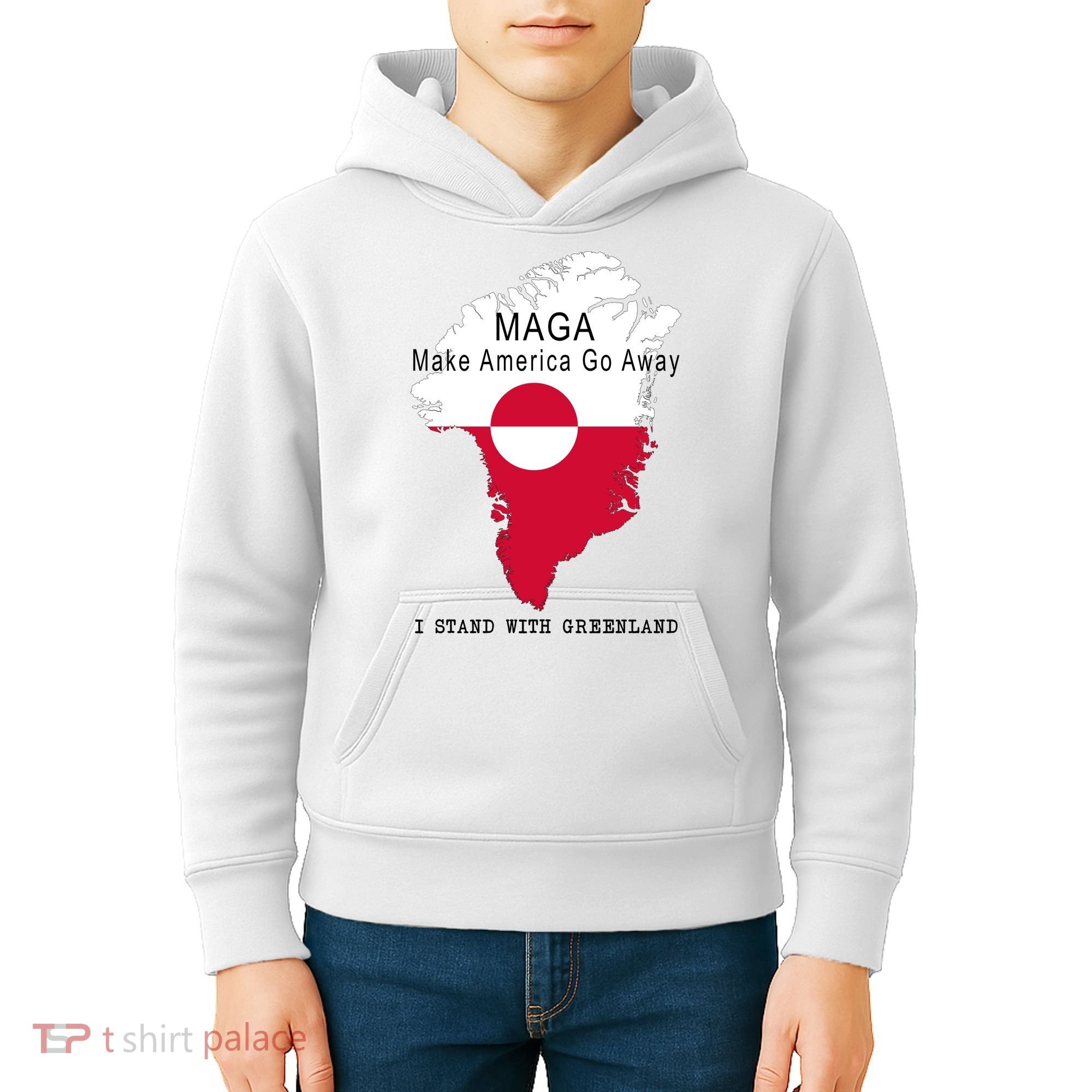 MAGA Make America Go Away Greenland Map Kids Hoodie