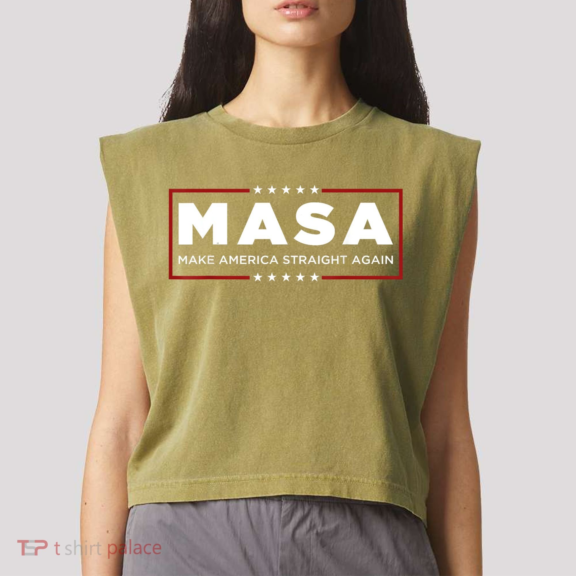 MASA Make America Straight Again Garment-Dyed Women's Muscle Tee