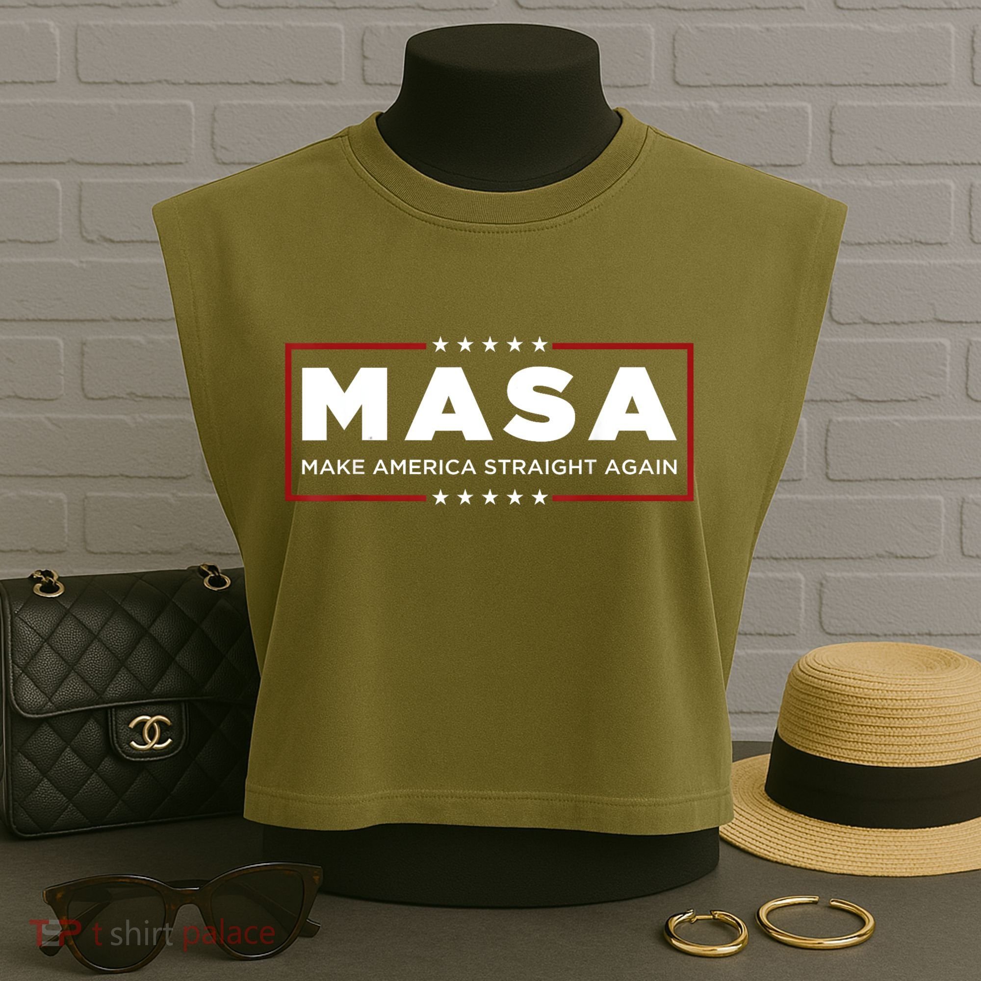 MASA Make America Straight Again Garment-Dyed Women's Muscle Tee