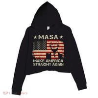 MASA Make America Straight Again Crop Fleece Hoodie thumb 0