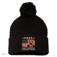 MASA Make America Straight Again Pom Pom 12in Knit Beanie thumb 0