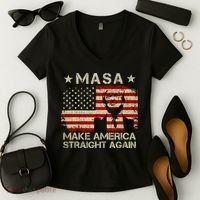 MASA Make America Straight Again Women's V-Neck T-Shirt thumb 2