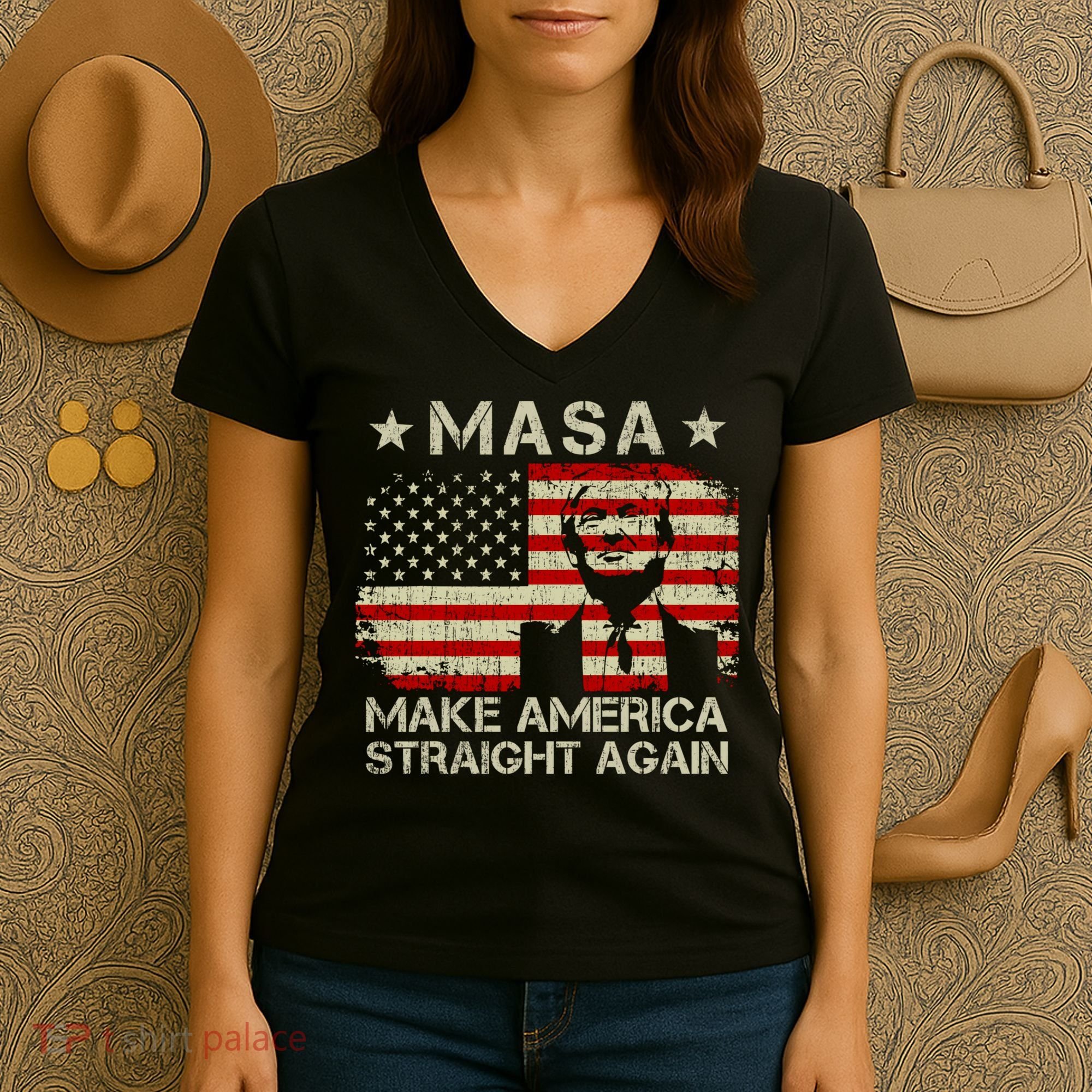 MASA Make America Straight Again Women's V-Neck T-Shirt