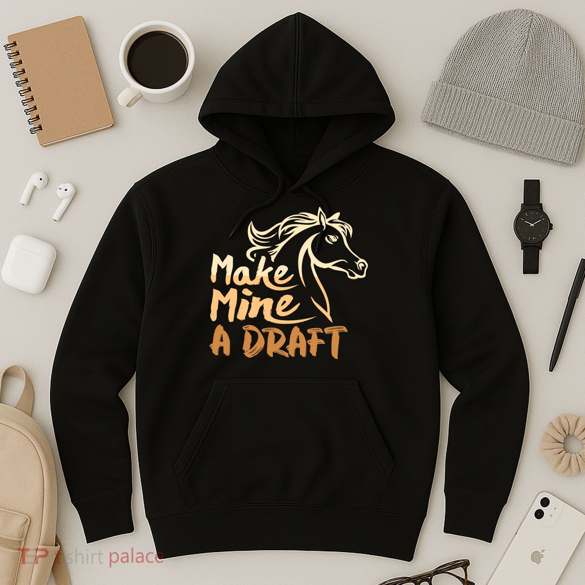 Make Mine A Draft Horse Lover Equestrian Funny Hoodie