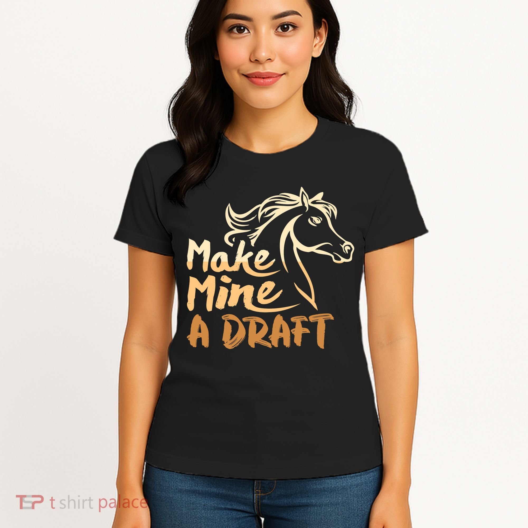 Make Mine A Draft Horse Lover Equestrian Funny Women's T-Shirt