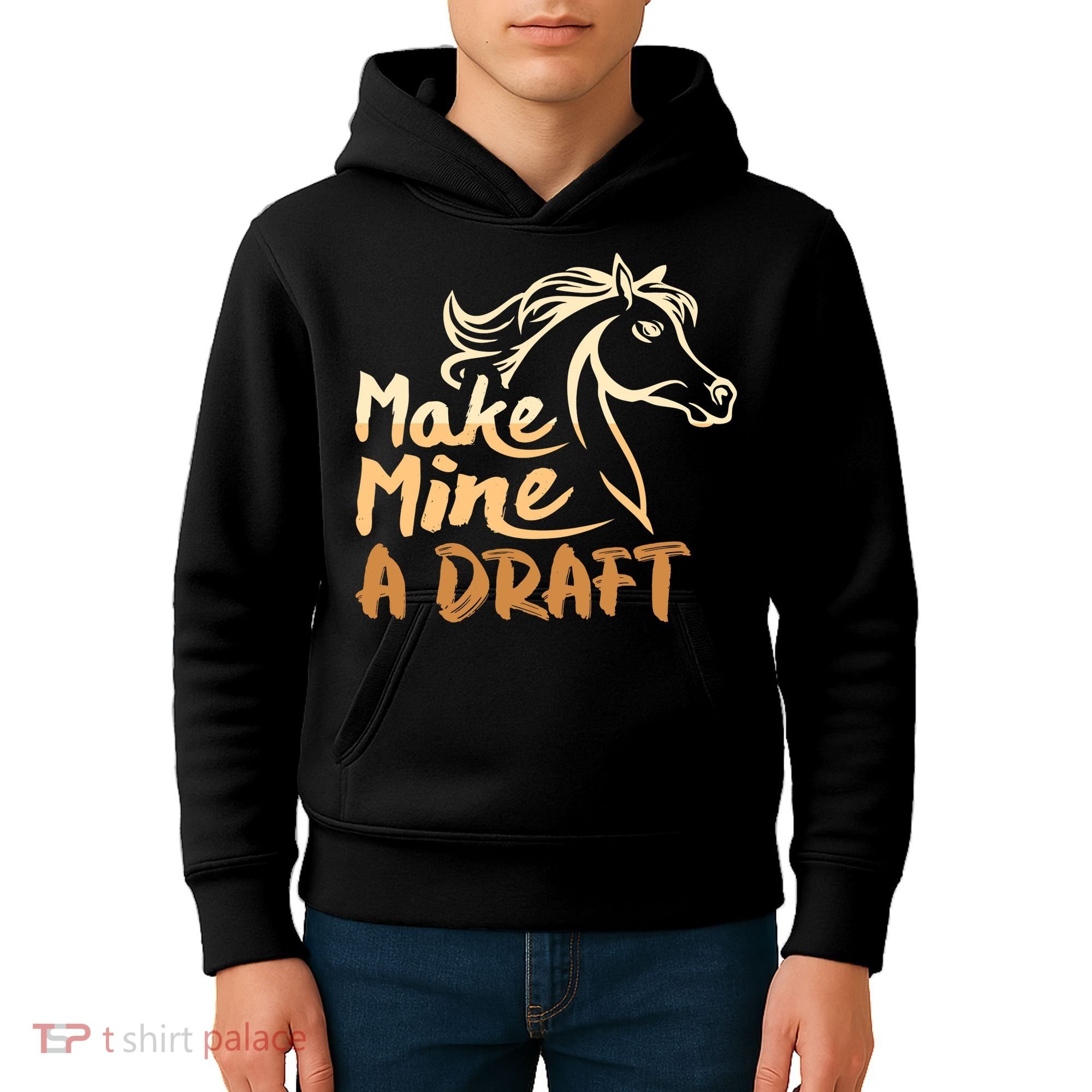 Make Mine A Draft Horse Lover Equestrian Funny Kids Hoodie