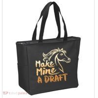 Make Mine A Draft Horse Lover Equestrian Funny Tote Bag thumb 2