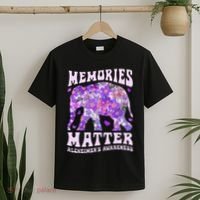 Memories Matter AlzheimerS Awareness Purple Elephant Flower T-Shirt thumb 2