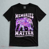 Memories Matter AlzheimerS Awareness Purple Elephant Flower T-Shirt thumb 5