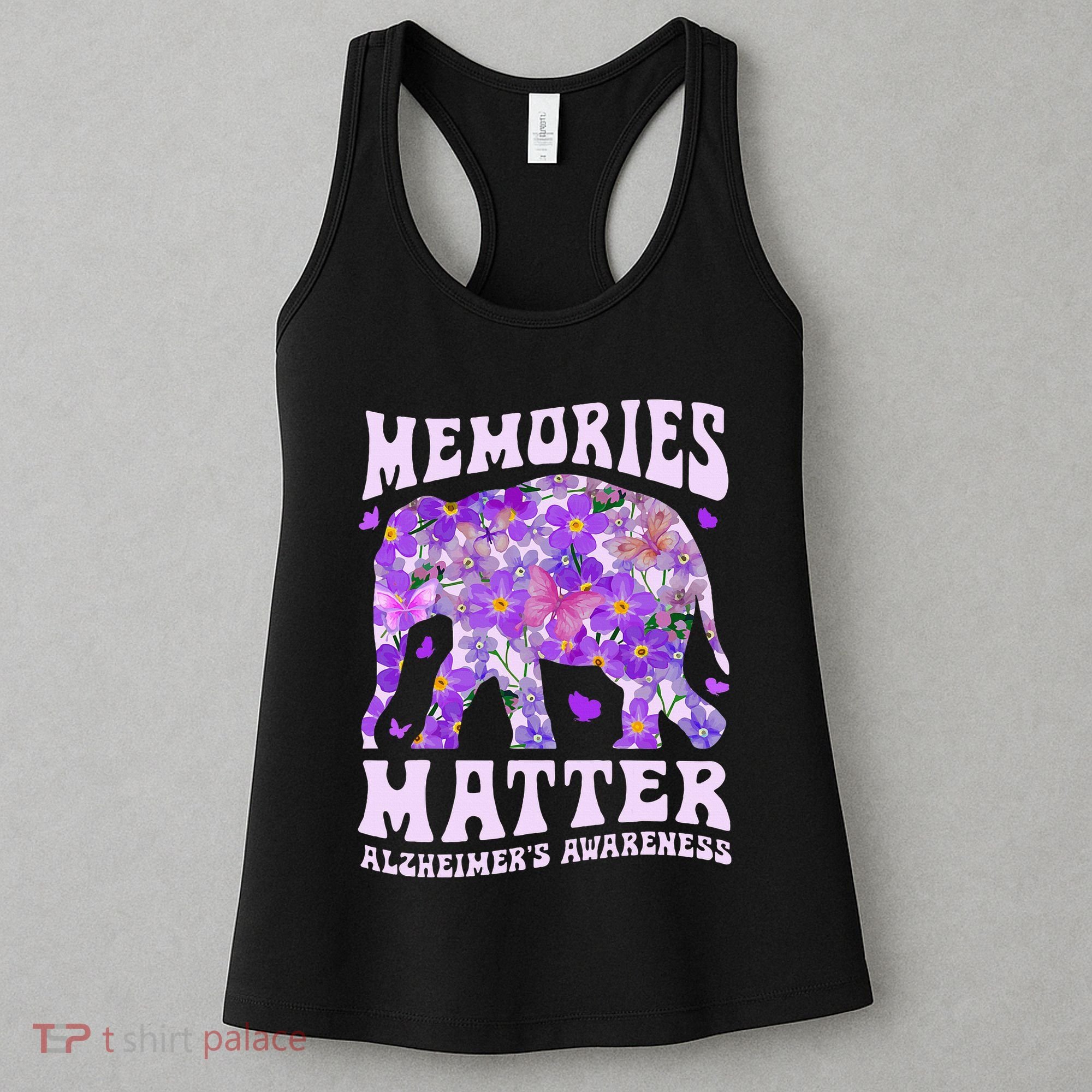 Memories Matter AlzheimerS Awareness Purple Elephant Flower Women's Tank Top
