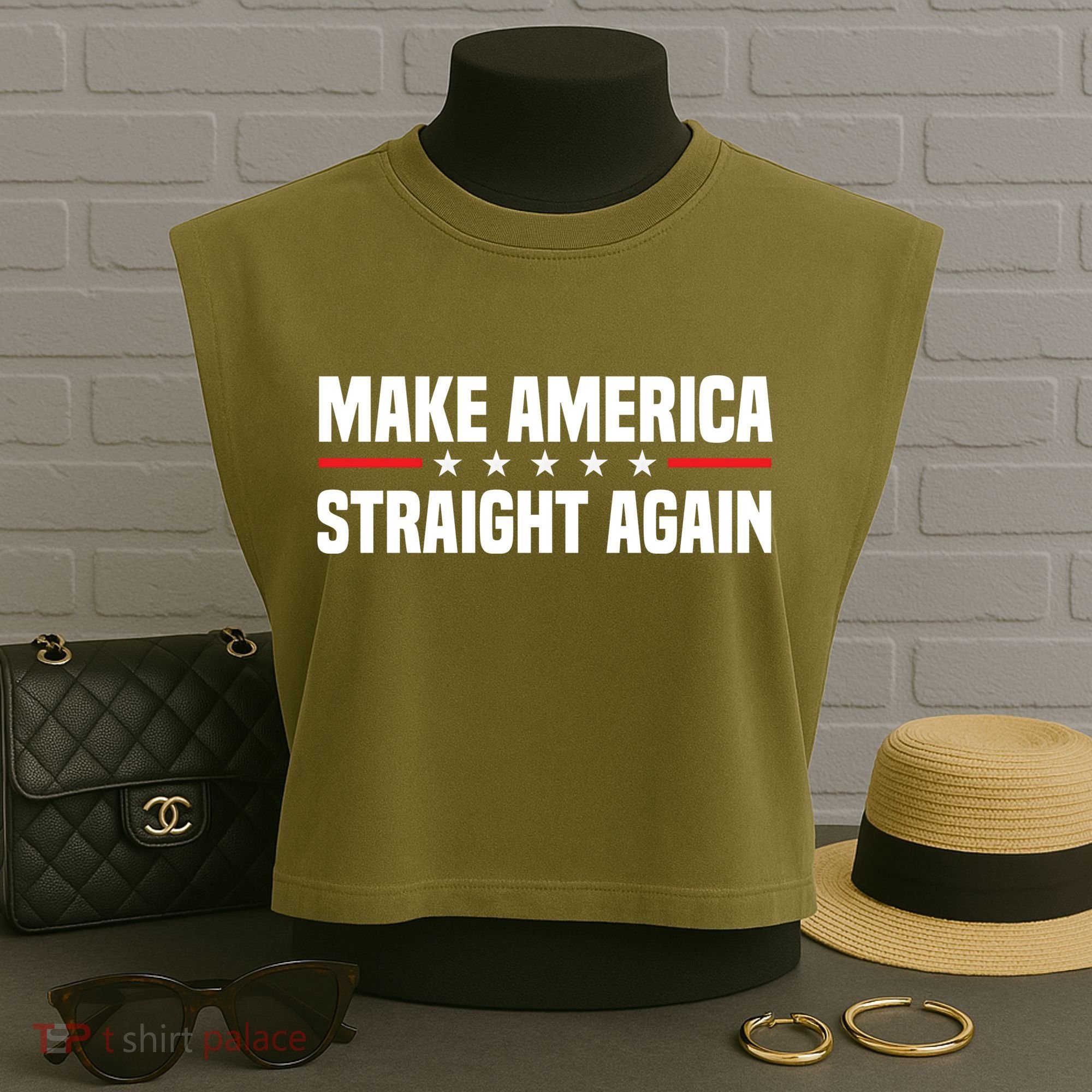 MASA Make America Straight Again Garment-Dyed Women's Muscle Tee