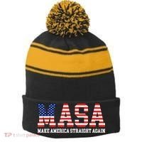 MASA Make America Straight Again Stripe Pom Pom Beanie thumb 0