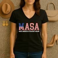 MASA Make America Straight Again Women's V-Neck T-Shirt thumb 3