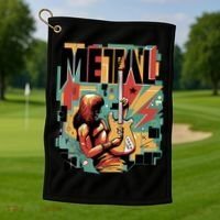 Metal Music Abstract Golf Towel thumb 1