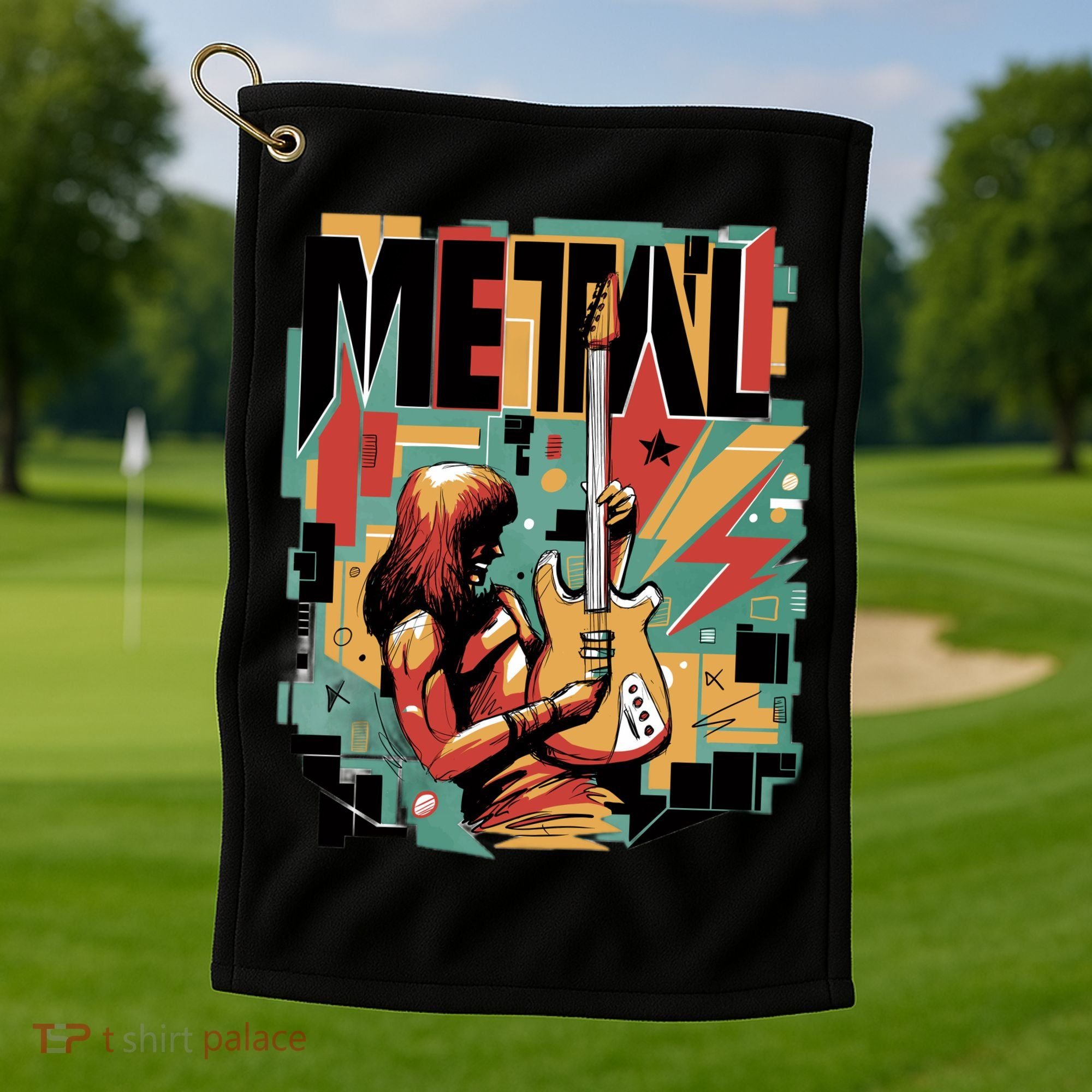 Metal Music Abstract Golf Towel