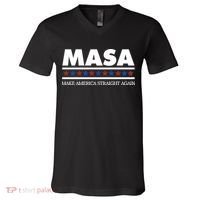 Masa Make America Straight Again V-Neck T-Shirt thumb 0