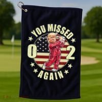 Missed Me Again Donald Trump Golfing Golf Towel thumb 1