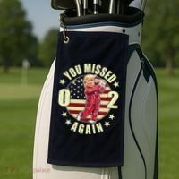 Missed Me Again Donald Trump Golfing Golf Towel thumb 2